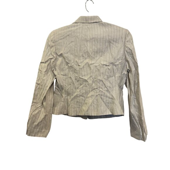 Calvin Klein Womens White Striped Blazer Jacket Size 8 - Picture 2 of 8